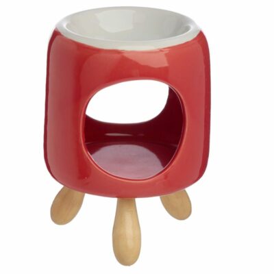 Brûleur sur pieds cylindre coloré rouge